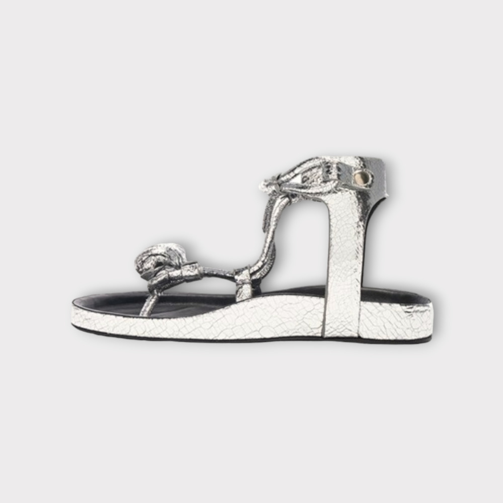 Isabel Marant Either Metallic Leather Sandals Tulip Bow Gladiator Womens Size 36 - Picture 6 of 15